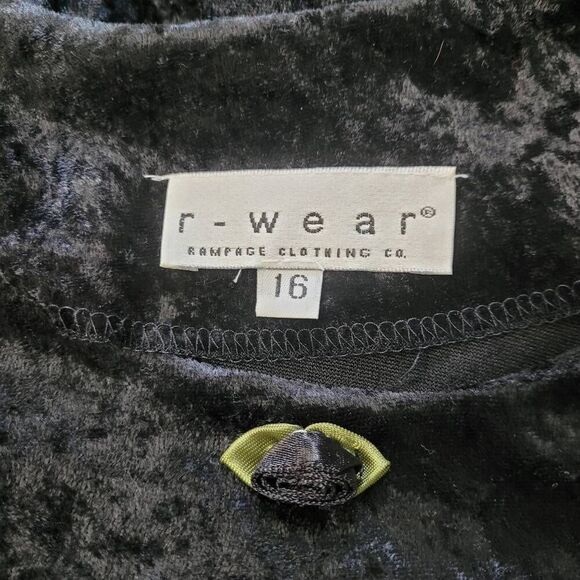 Vtg R-Wear Rampage Black Crushed Velvet Dress Sz M Gothic Dark Romantic Vampire - Picture 5 of 8